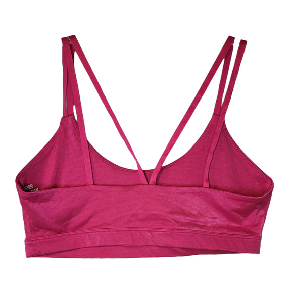 Good American Women s Shiny Double Strap Sports Bra Stretch Hot Pink Size 4 - Picture 3 of 9